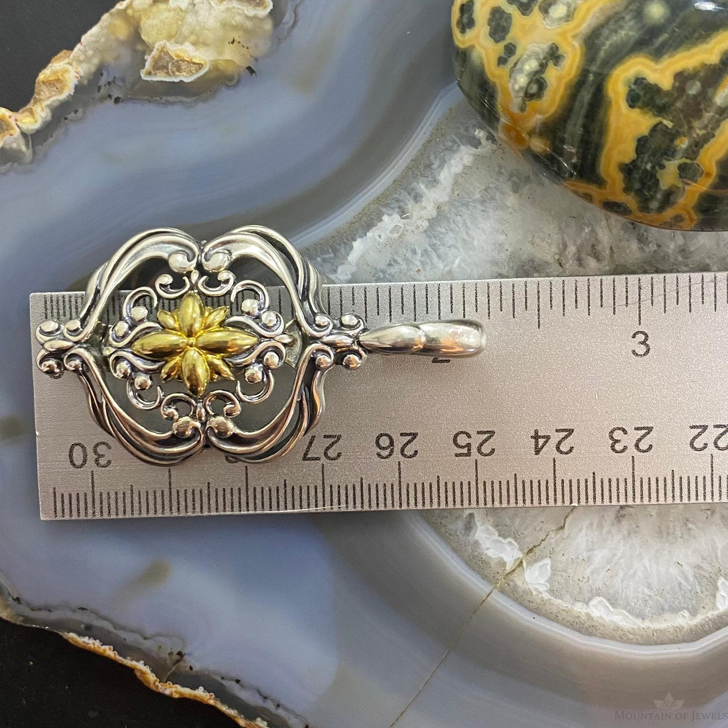 Carolyn Pollack Southwestern Style Sterling Silver & Brass Decorated Pendant For Women