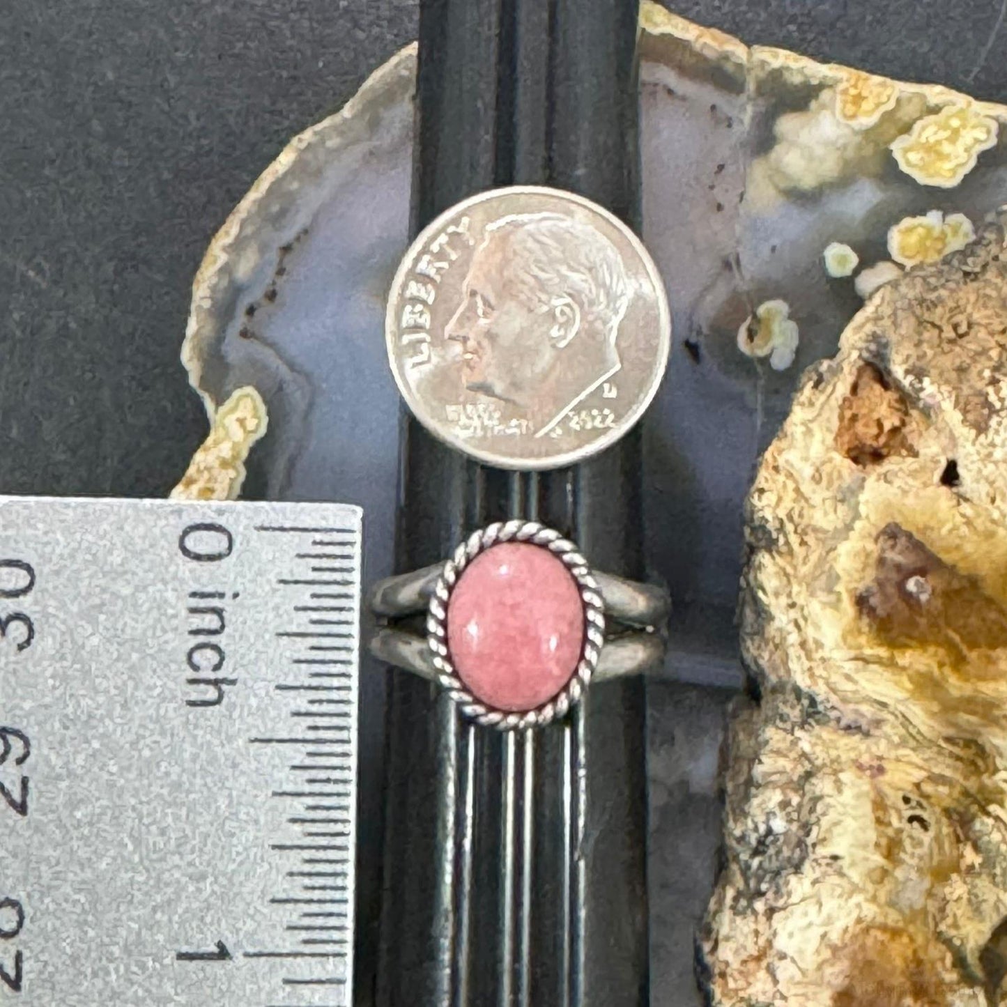 Carolyn Pollack Southwestern Style Sterling Silver Oval Rhodonite Ring Size 6 For Women