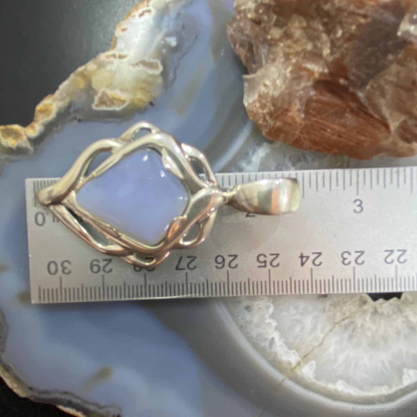 Carolyn Pollack Southwestern Style Sterling Silver Blue Lace Agate Decorated Pendant For Women