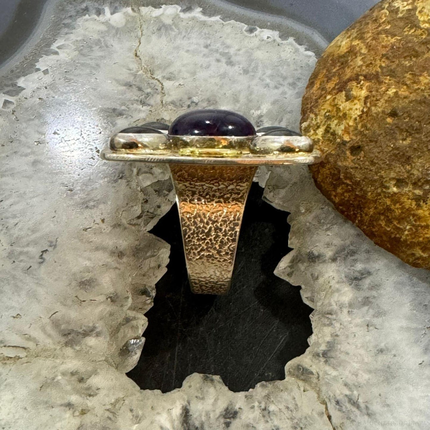 Carolyn Pollack Sterling Silver & Brass Amethyst & 4 Garnet Decorated Ring For Women