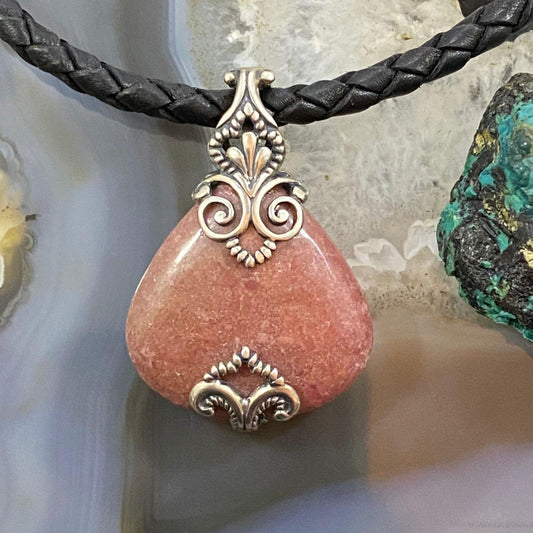 Carolyn Pollack Sterling Silver Decorated Rhodonite Enhancer Pendant For Women