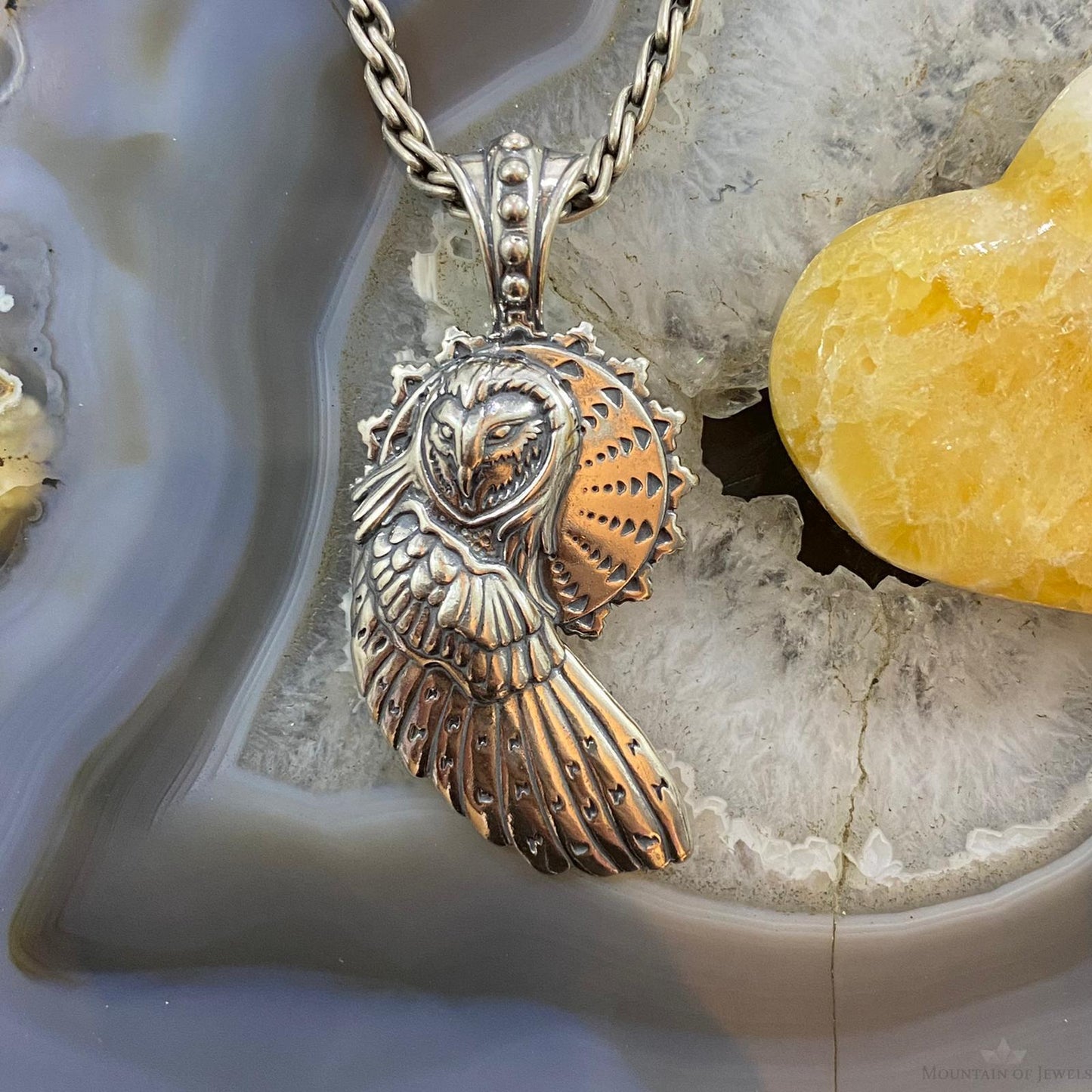 Carolyn Pollack Southwestern Style Sterling Silver Owl Enhancer Pendant For Women