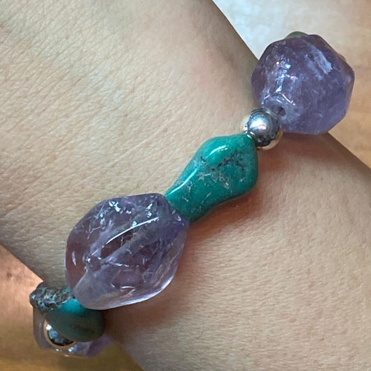 Carolyn Pollack Sterling Silver Amethyst & Green Turquoise Bracelet For Women