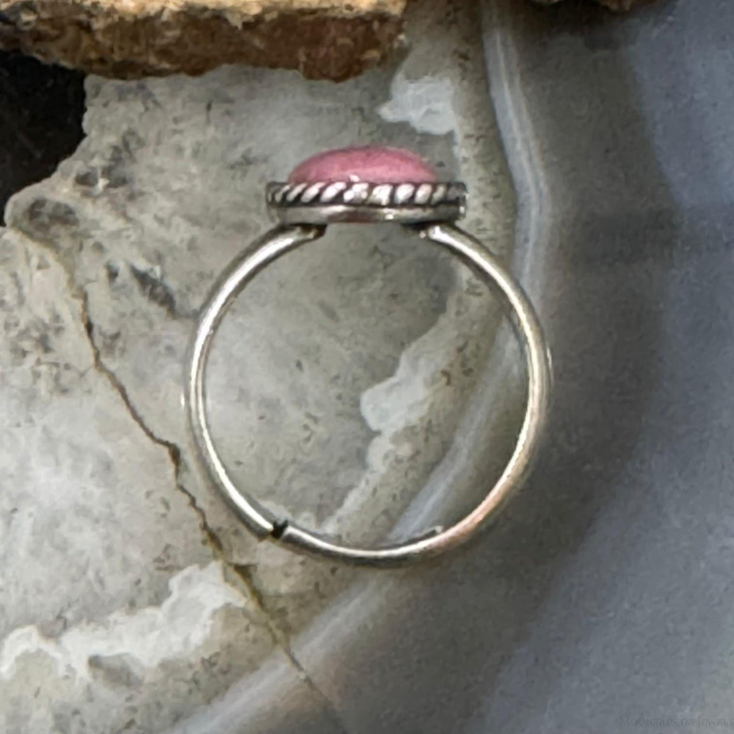 Carolyn Pollack Southwestern Style Sterling Silver Oval Rhodonite Ring Size 6 For Women
