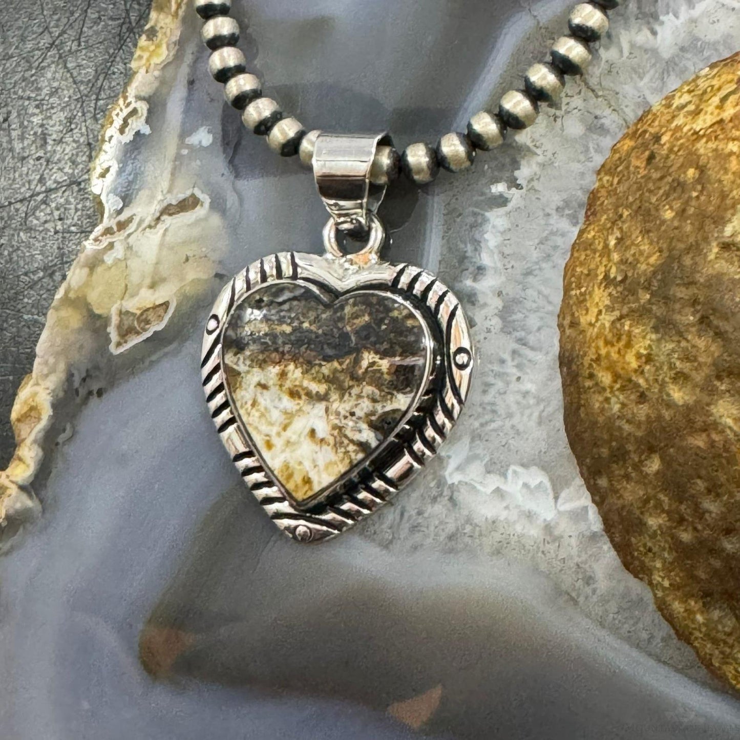 Native American Sterling Silver Wild Horse Heart Pendant For Women #4