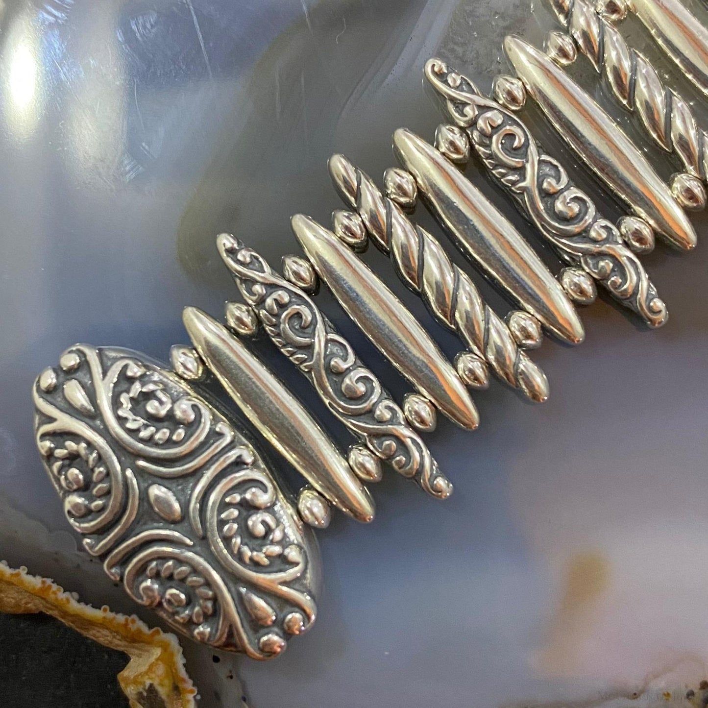 Carolyn Pollack Sterling Silver Pickets Foldover Magnetic Link Bracelet For Women