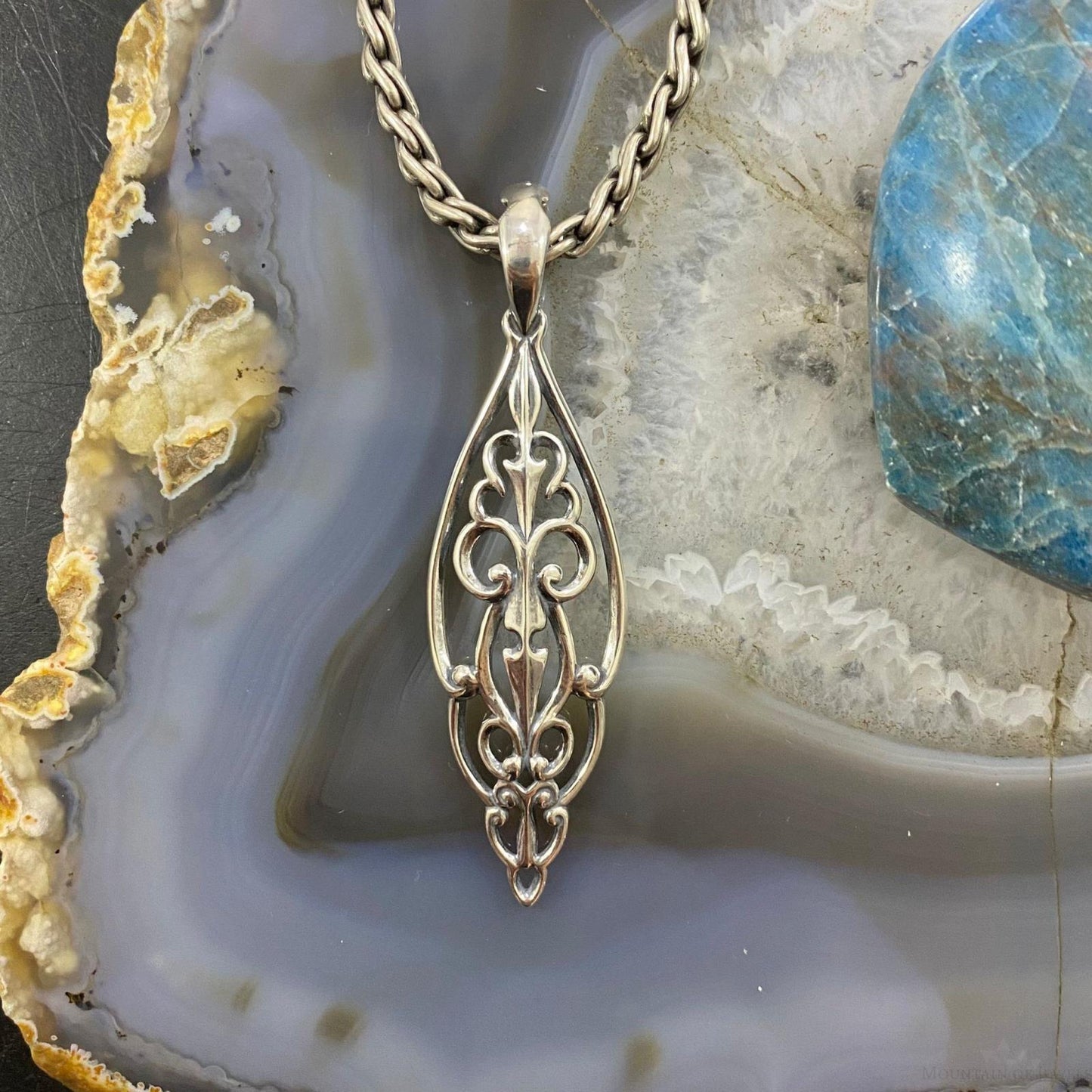 Carolyn Pollack Southwestern Style Sterling Silver Marquise Filigree Enhancer Pendant For Women