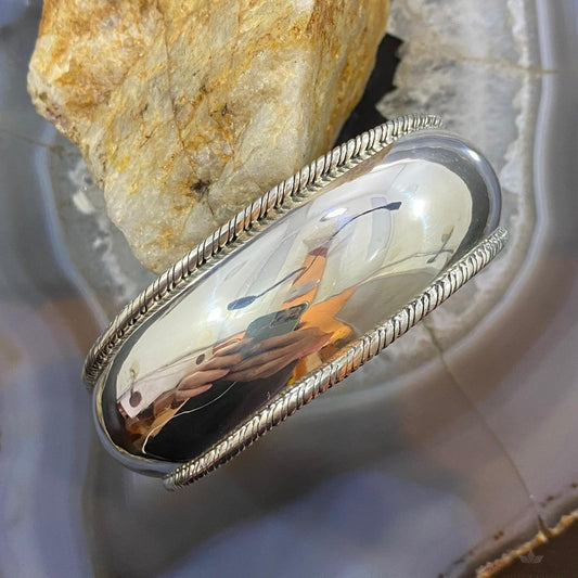 Vintage Sterling Silver Decorated Tapered Fashion Cuff Bracelet For Women