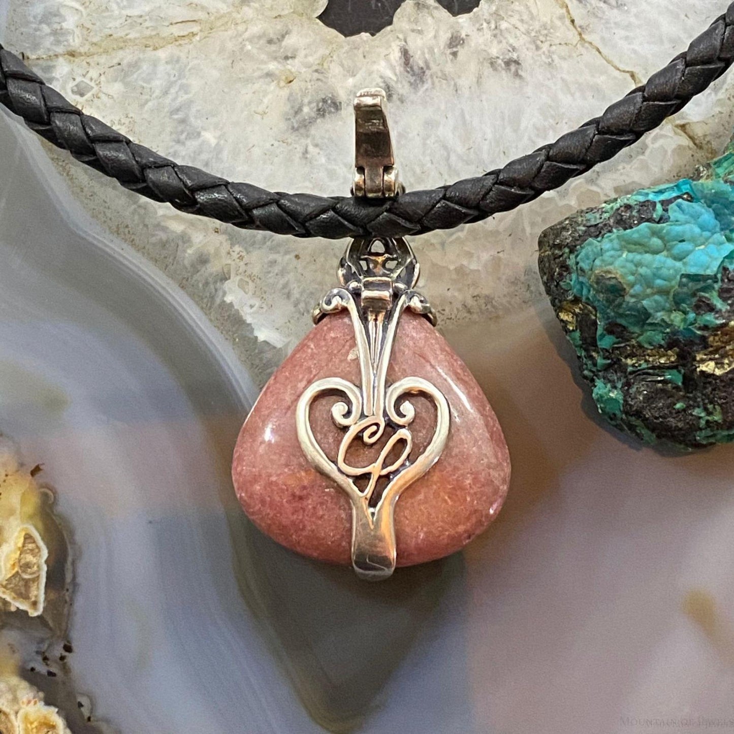 Carolyn Pollack Sterling Silver Decorated Rhodonite Enhancer Pendant For Women