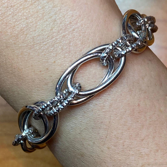 Sterling Silver Lobster Clasp Fashion Italian 8" Double Link Bracelet For Women