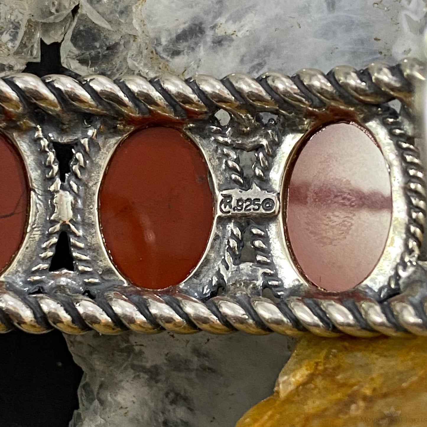 Carolyn Pollack Southwestern Style Sterling Silver Red Jasper Row Bracelet For Women