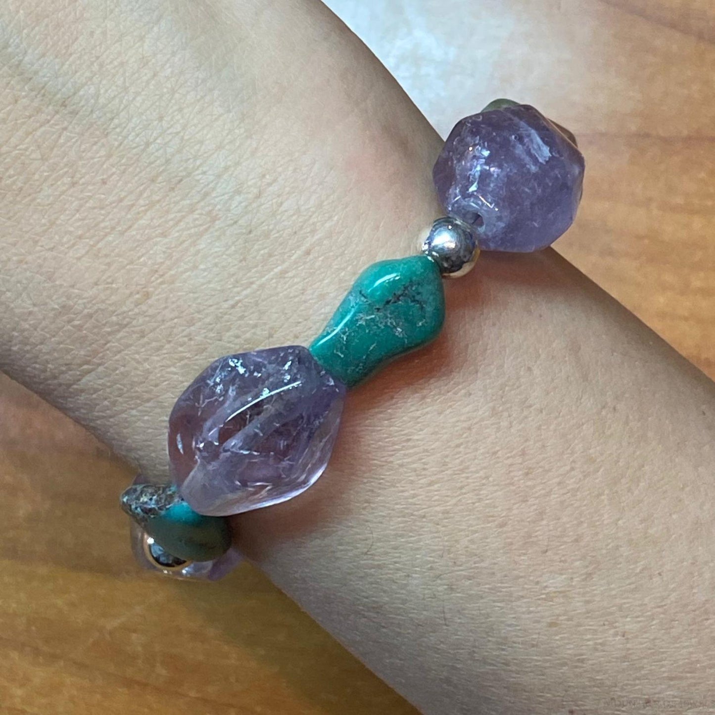 Carolyn Pollack Sterling Silver Amethyst & Green Turquoise Bracelet For Women