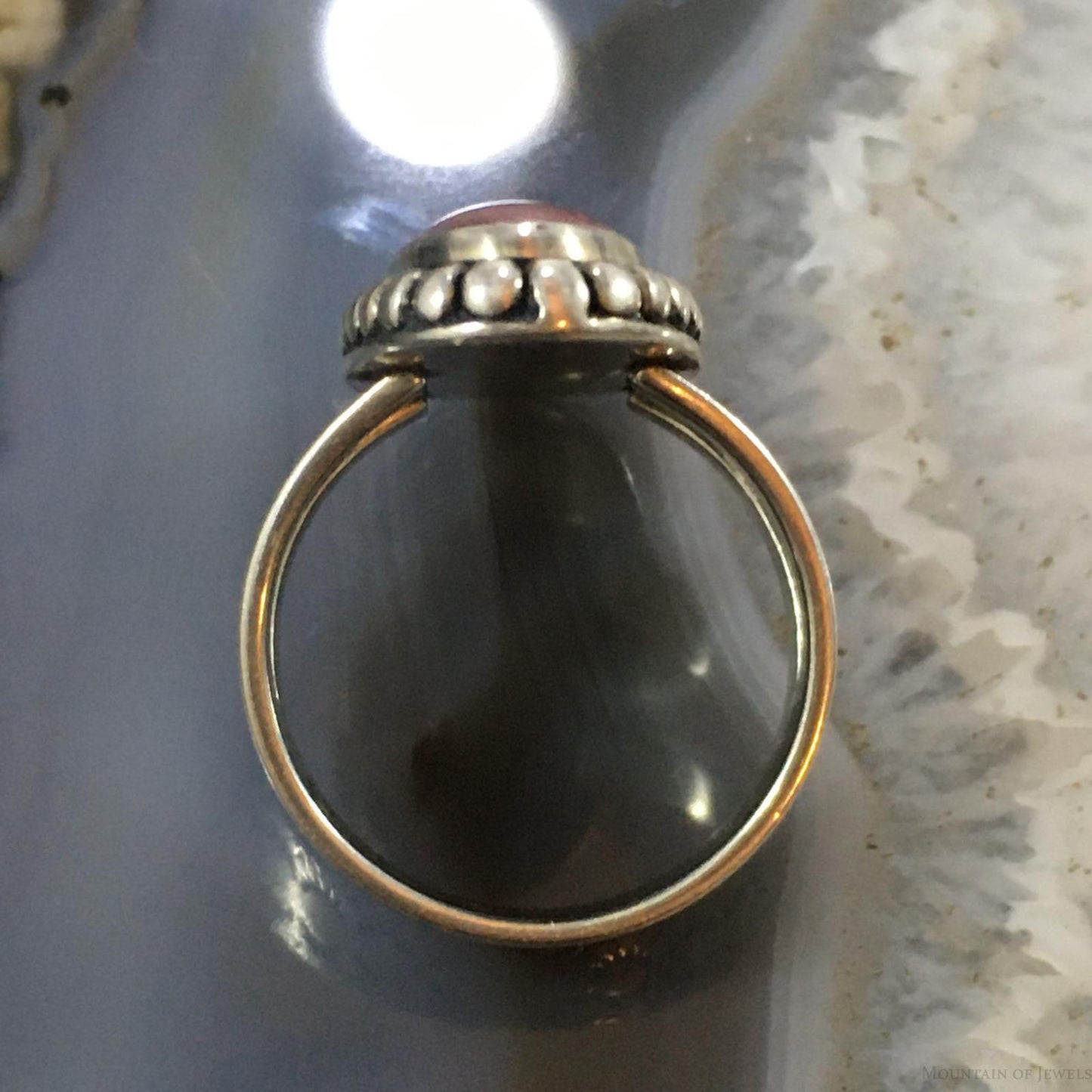 Carolyn Pollack Southwestern Style Sterling Silver Oblong Oval Rhodonite Ring Size 7.5 For Women