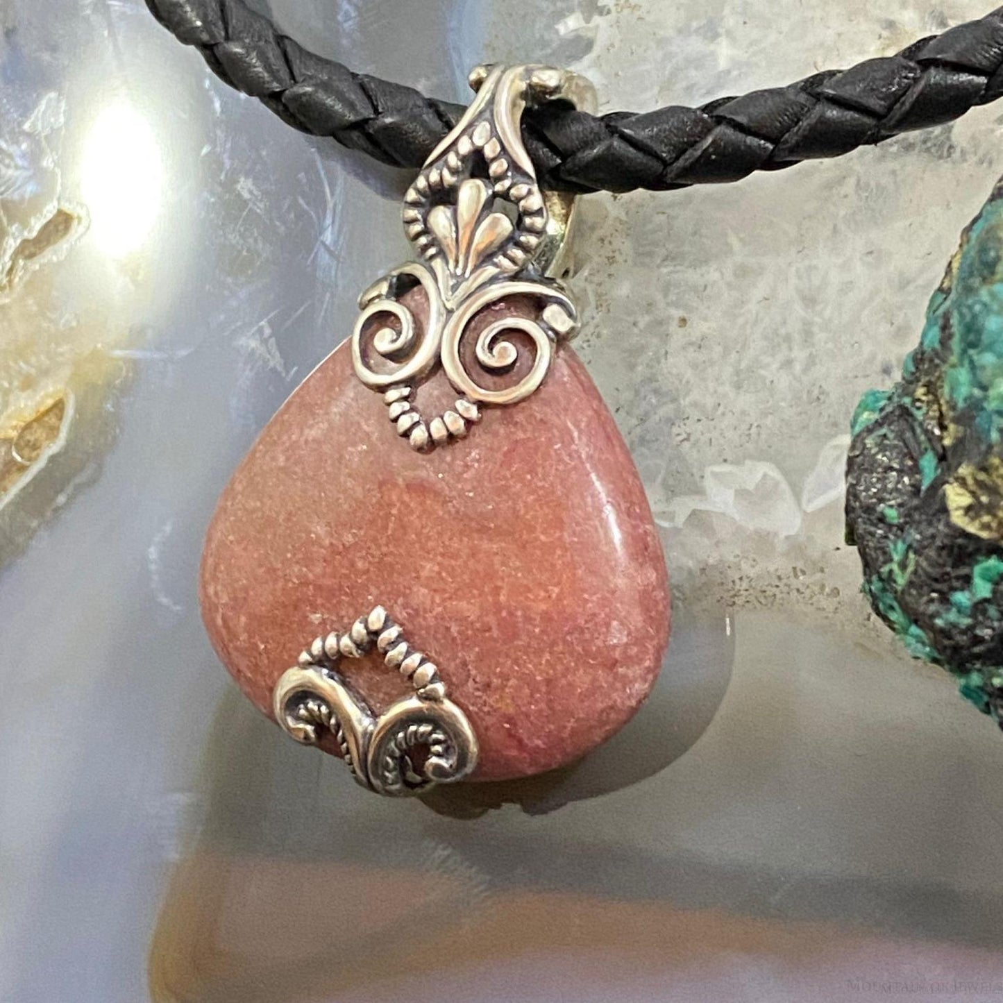 Carolyn Pollack Sterling Silver Decorated Rhodonite Enhancer Pendant For Women