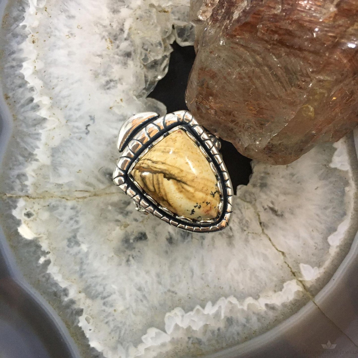 Carolyn Pollack Southwestern Style Sterling Shield Picture Jasper Ring For Women