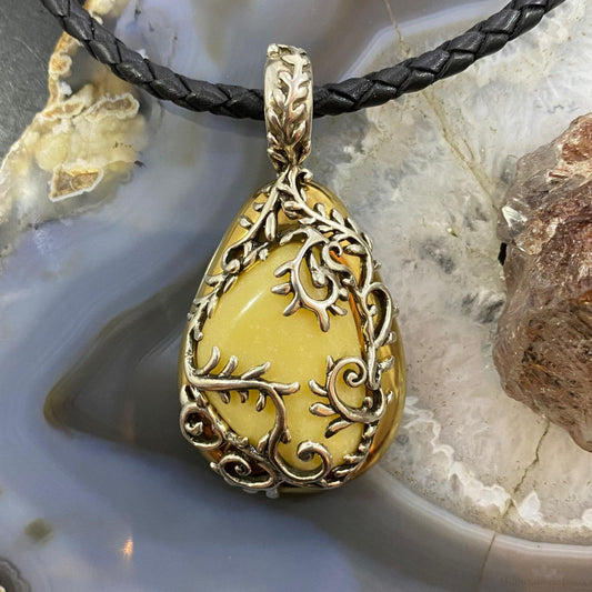 Carolyn Pollack Sterling Silver & Brass Yellow Jasper Enhancer Pendant For Women