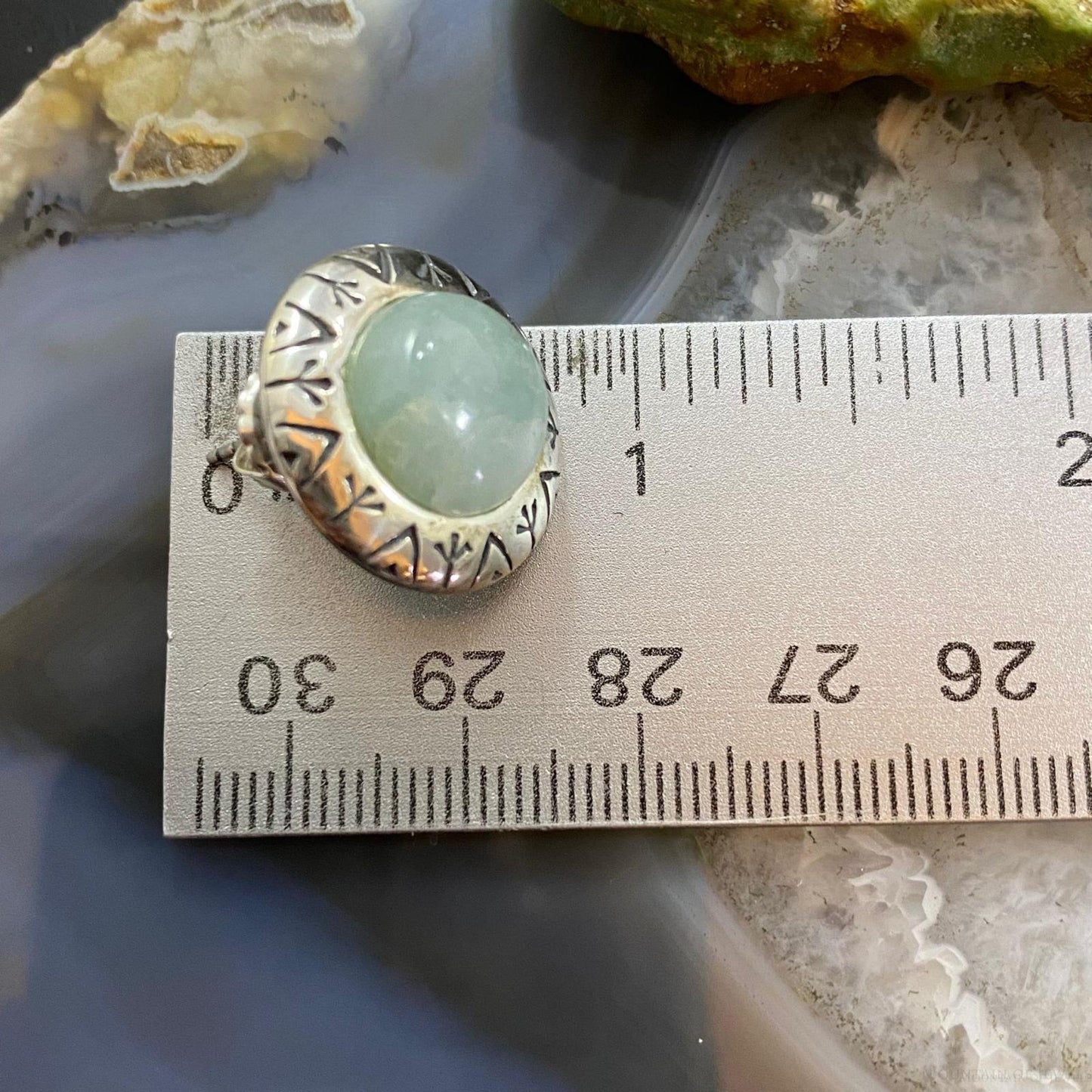 Carolyn Pollack Vintage Southwestern Style Sterling Silver Aquamarine Stud Earrings For Women