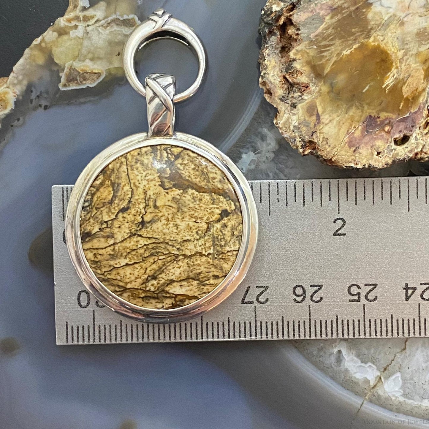 Carolyn Pollack Southwestern Style Sterling Silver Double Sided Round Agate Pendant For Women