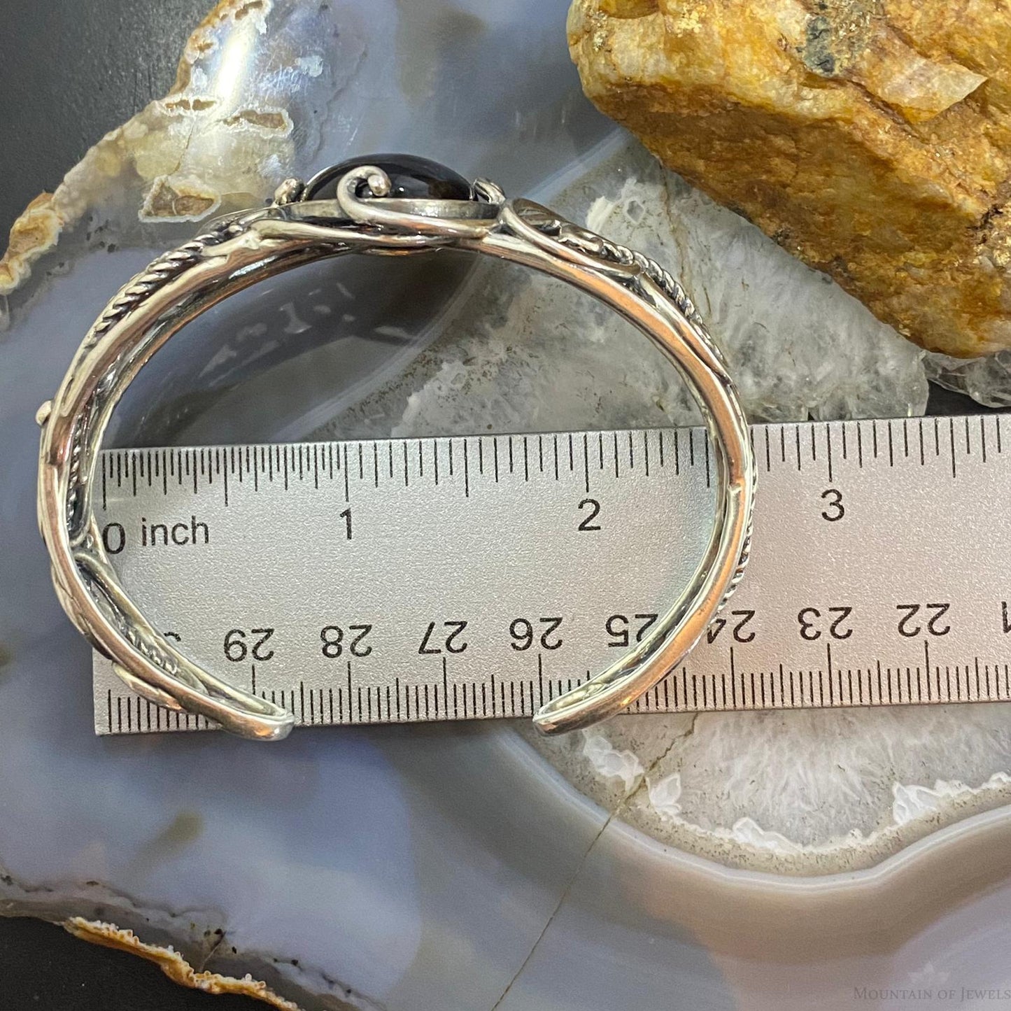 Carolyn Pollack Sterling Silver Large Oval Onyx Decorated Bracelet For Women