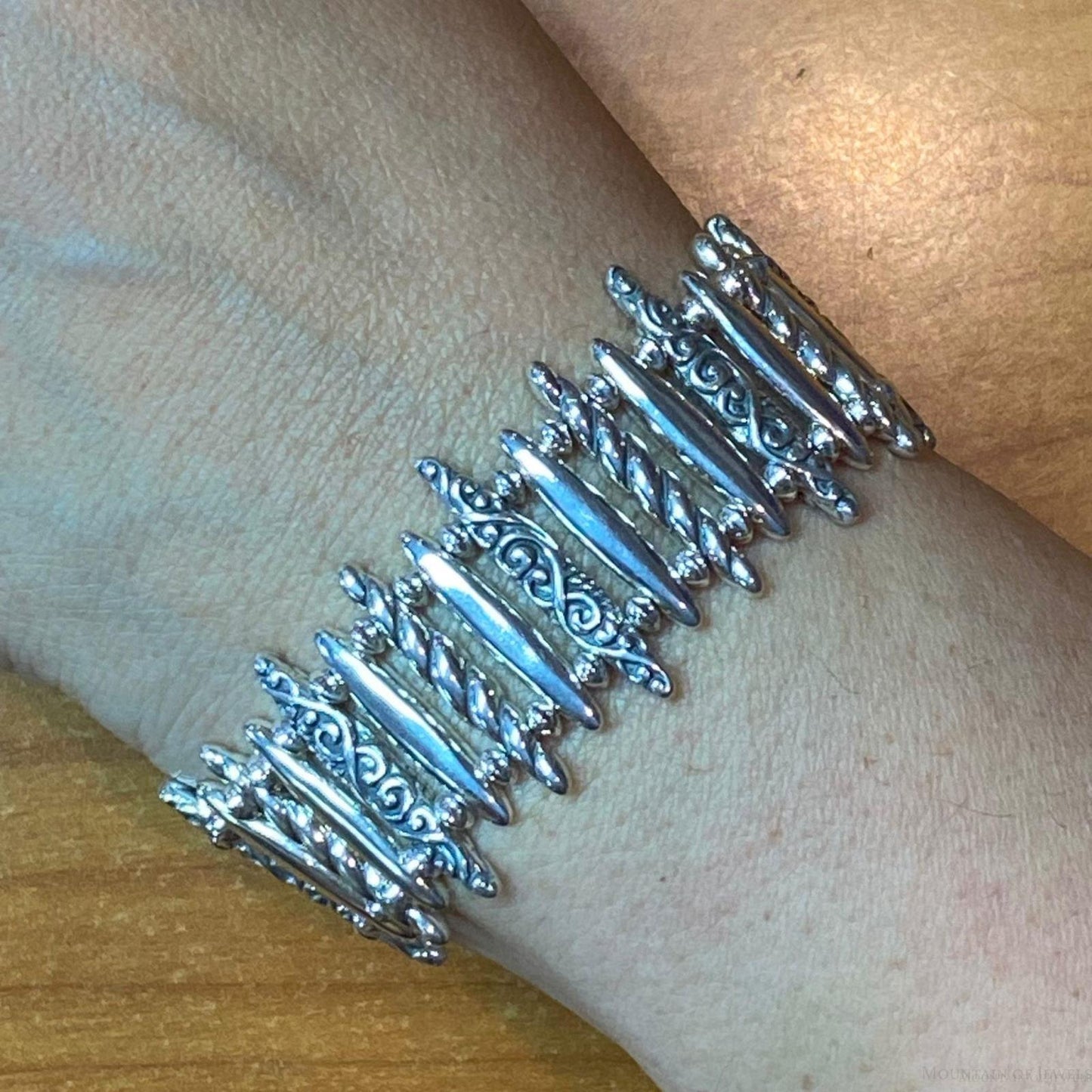 Carolyn Pollack Sterling Silver Pickets Foldover Magnetic Link Bracelet For Women