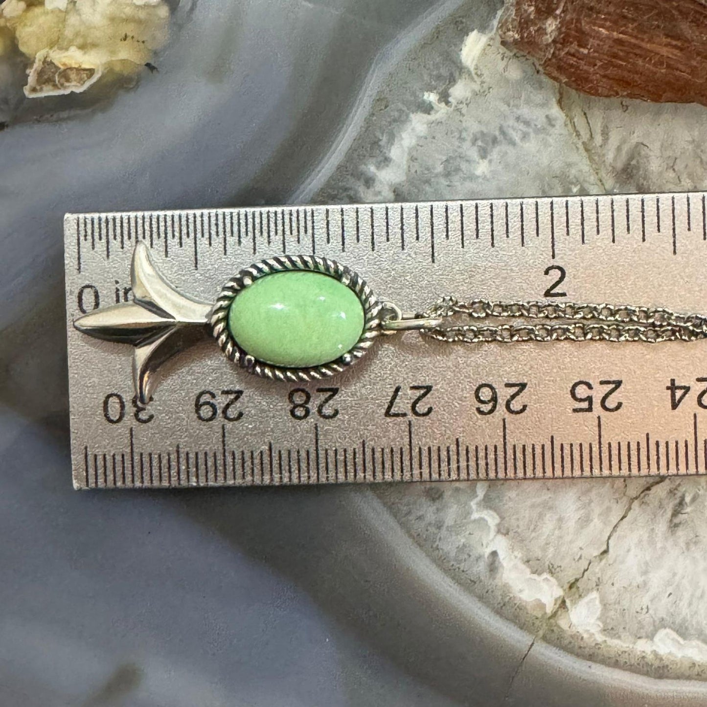 Carolyn Pollack Sterling Silver Oval Green Turquoise Squash Pendant & Necklace For Women