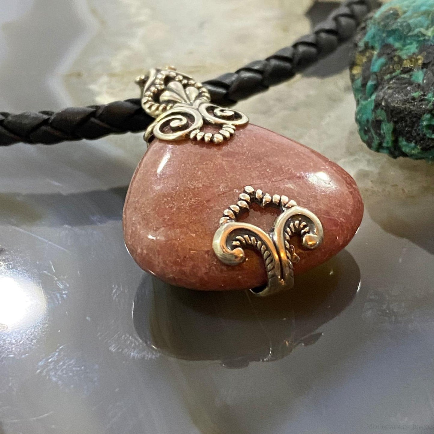 Carolyn Pollack Sterling Silver Decorated Rhodonite Enhancer Pendant For Women