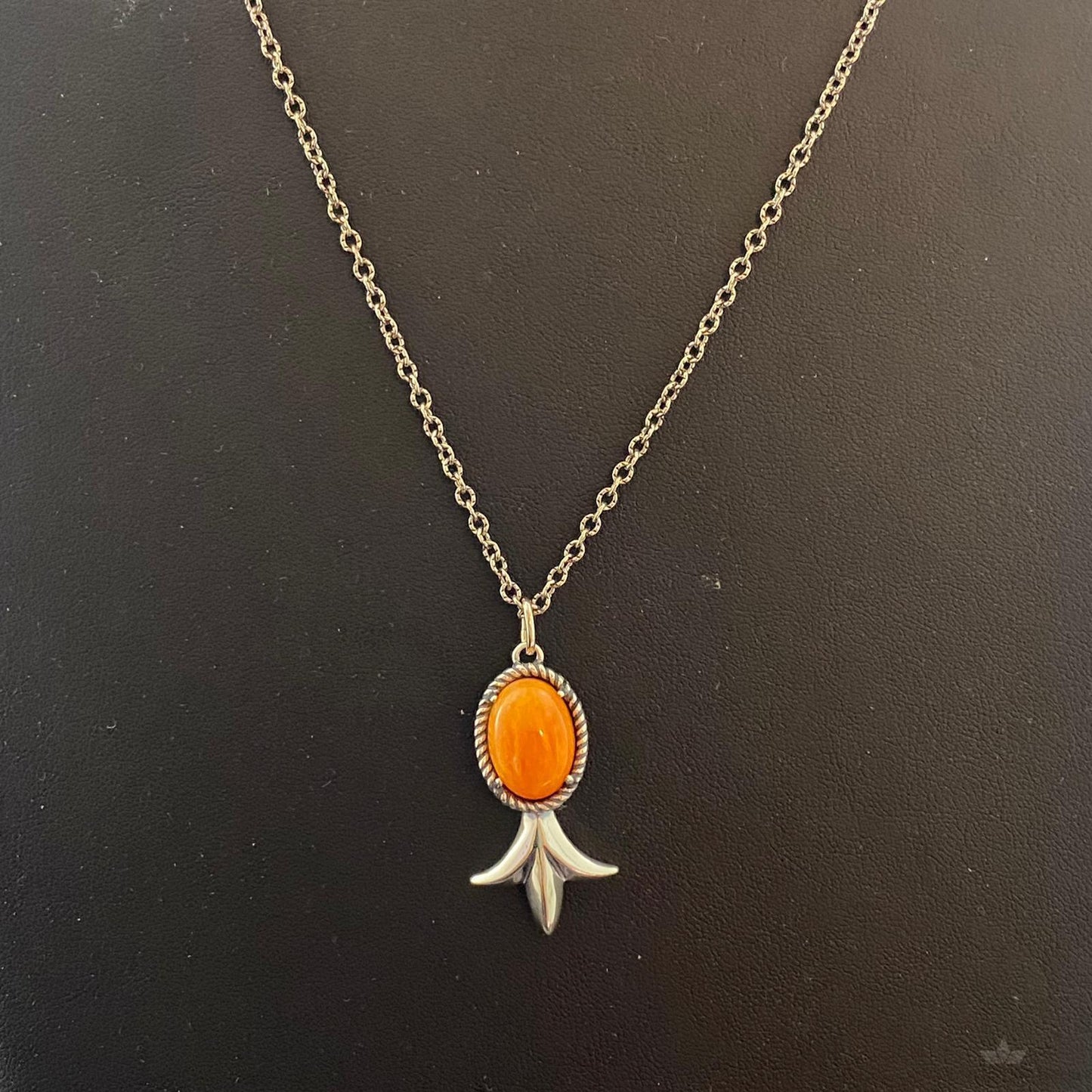 Carolyn Pollack Southwestern Style Sterling Silver Spiny Oyster Squash Pendant & Necklace For Women