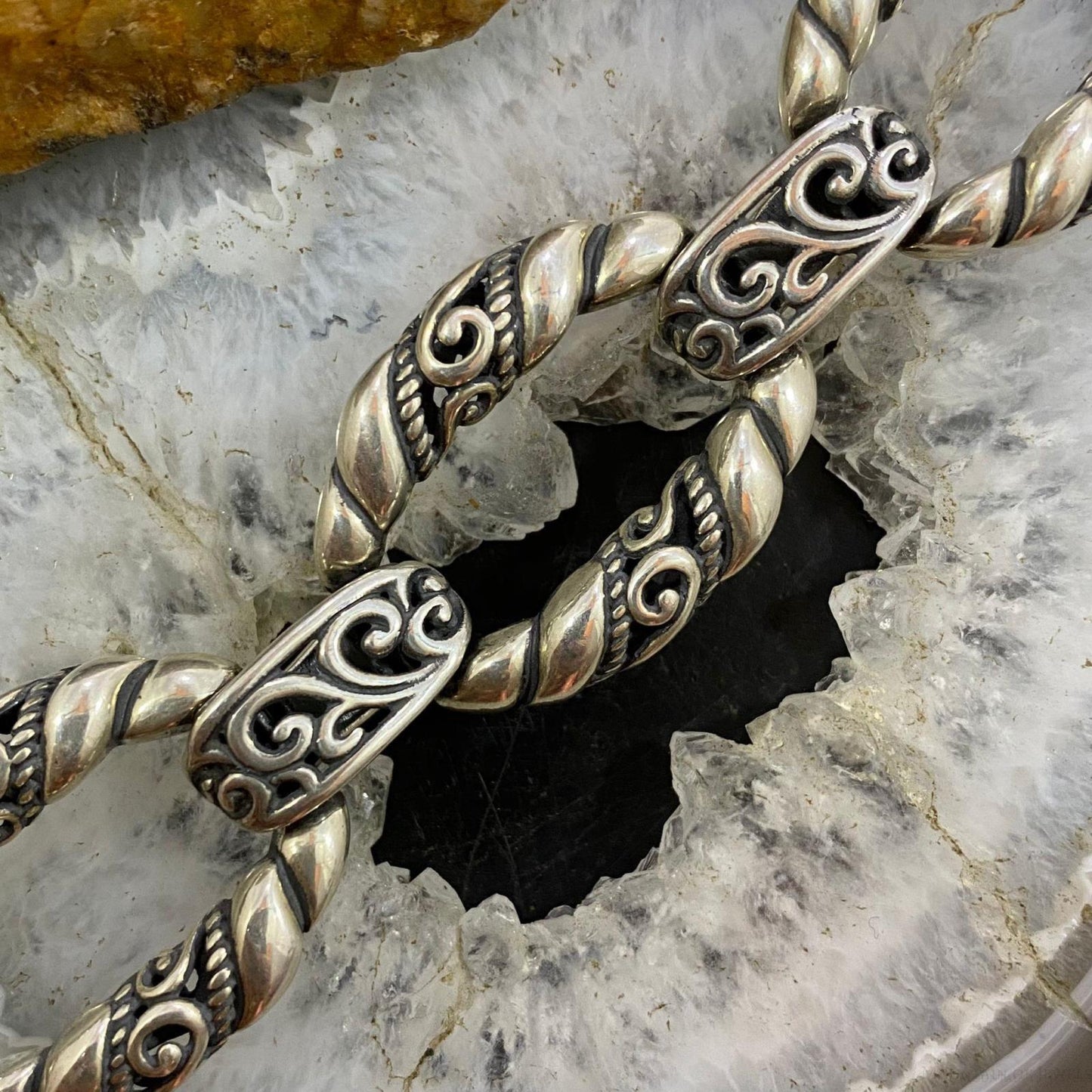 Carolyn Pollack Sterling Silver Decorated Foldover 5 Link Bracelet For Women