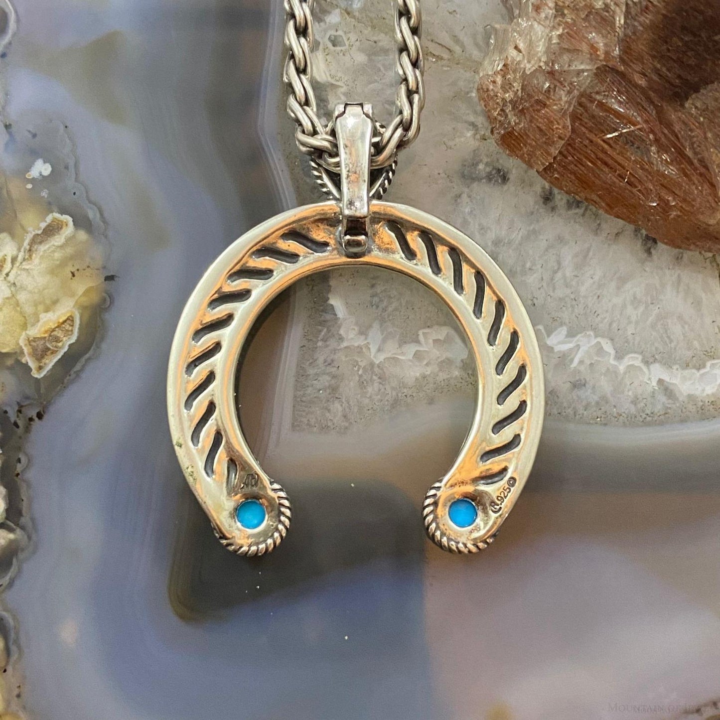 Carolyn Pollack Southwestern Style Sterling Silver Turquoise Decorated Naja Pendant For Women