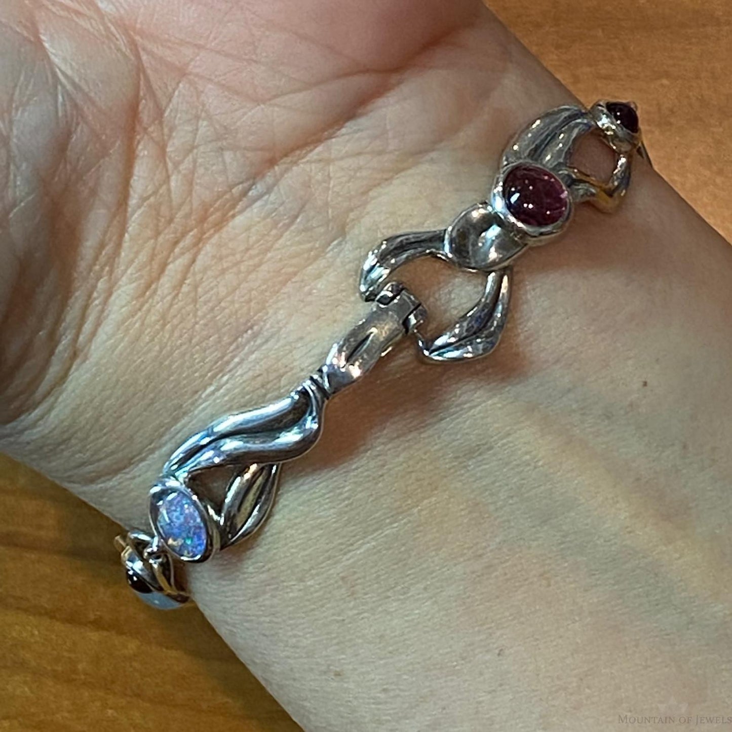 Carolyn Pollack Vintage Sterling Silver Multi Gemstone Link Bracelet For Women