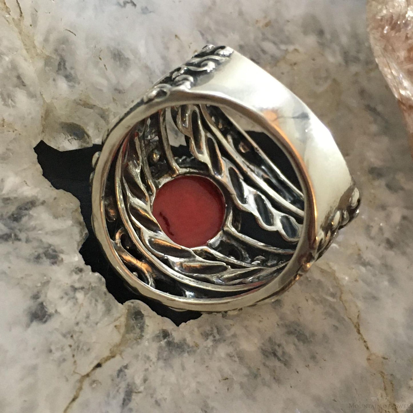 Carolyn Pollack Southwestern Style Sterling Silver Red Jasper Decorated Ring Size 10 For Women
