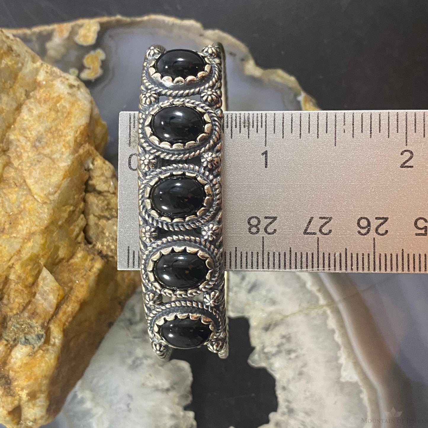 Carolyn Pollack Southwestern Style Sterling Silver Black Onyx Row Bracelet For Women