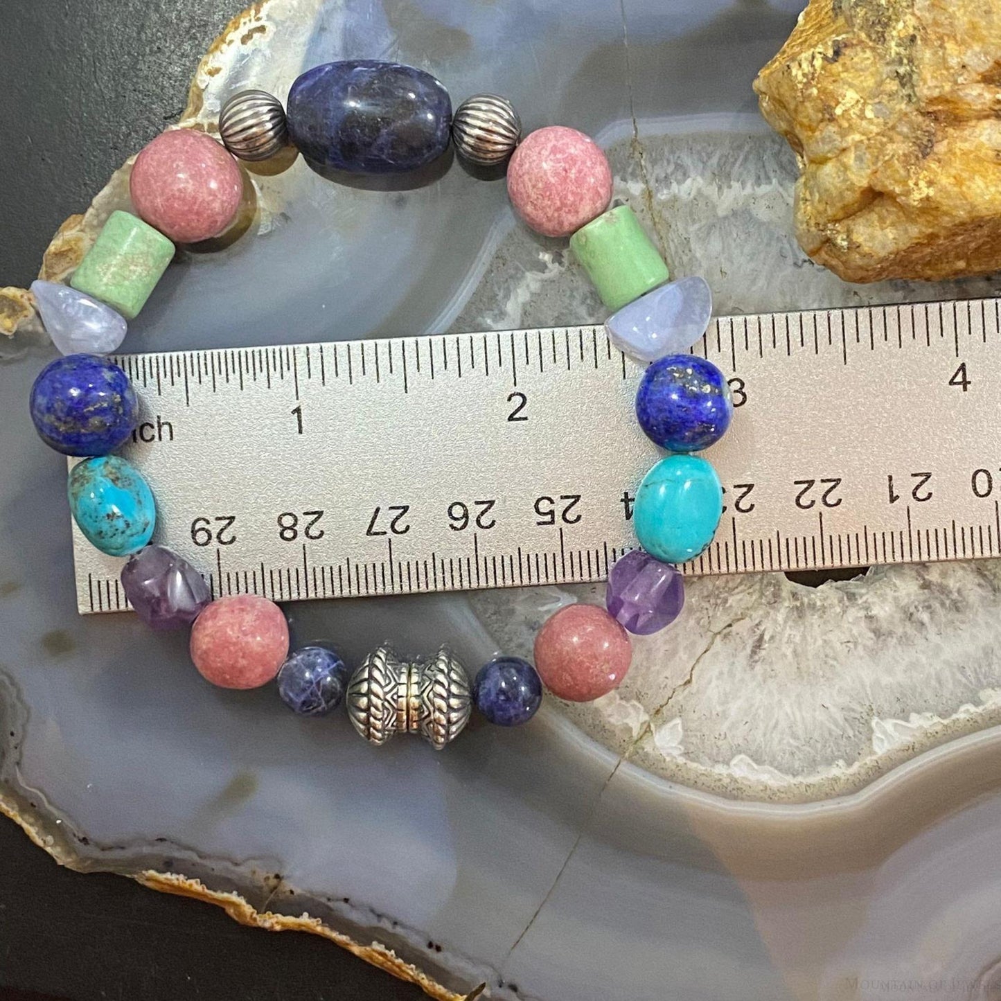 Carolyn Pollack Sterling Silver Multi Gemstone Magnetic Clasp Bracelet For Women