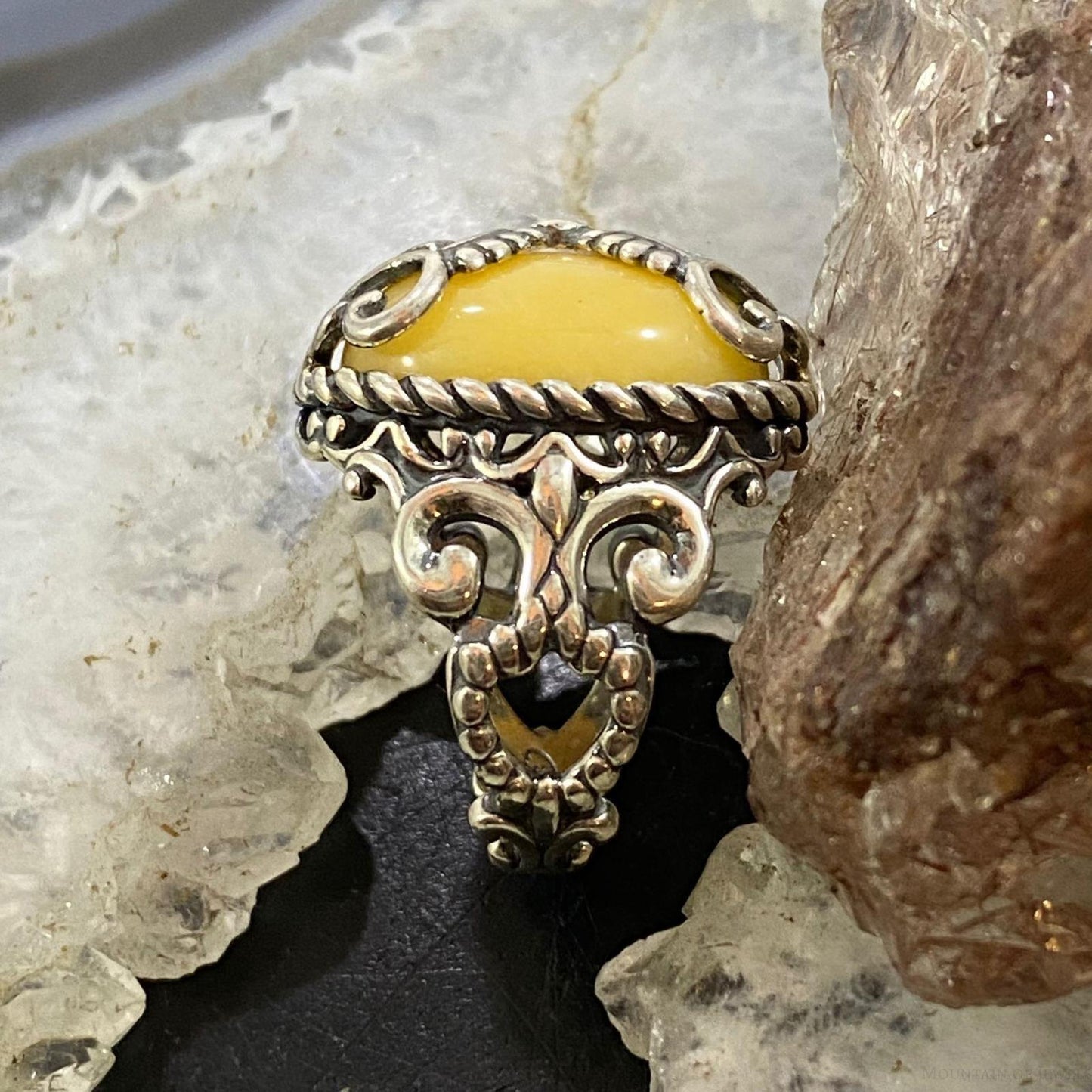 Carolyn Pollack Sterling Silver Oval Yellow Jasper Ring Size 5.5 For Women