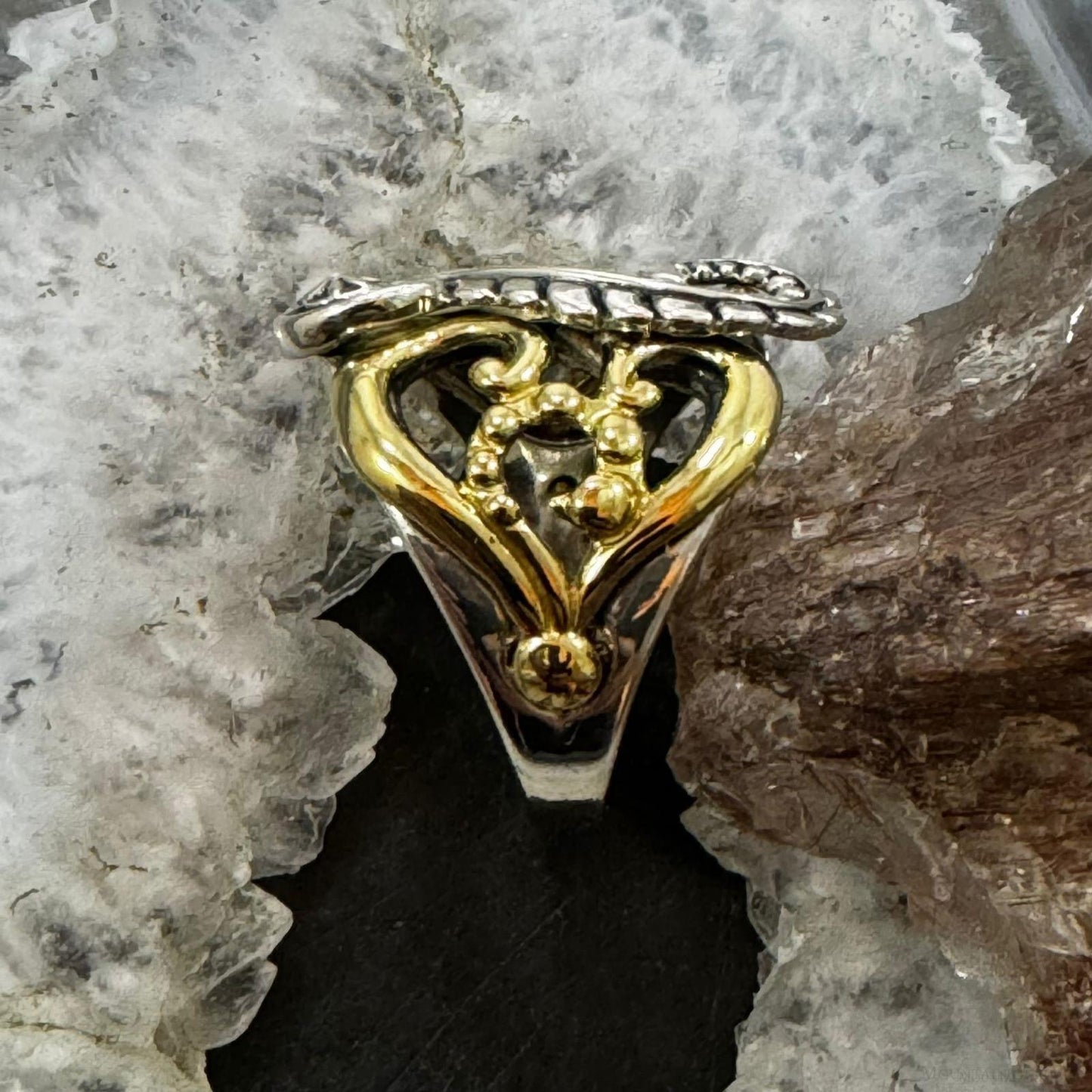 Carolyn Pollack Sterling Silver & Brass Floral Decorated Ring For Women