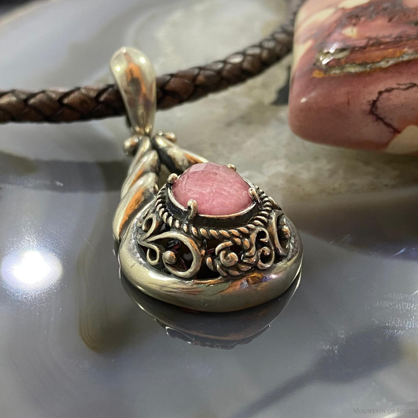Carolyn Pollack Sterling Silver Rhodonite Doublet Decorated Enhancer Pendant For Women