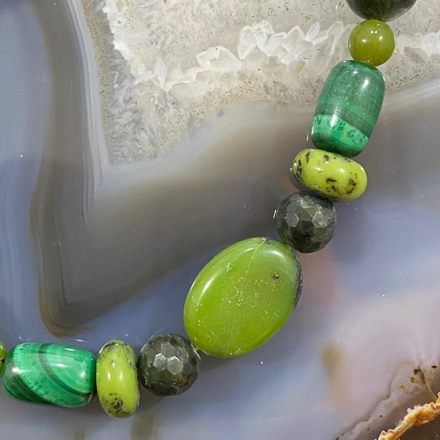 Carolyn Pollack Sterling Silver Serpentine & Malachite Necklace For Women