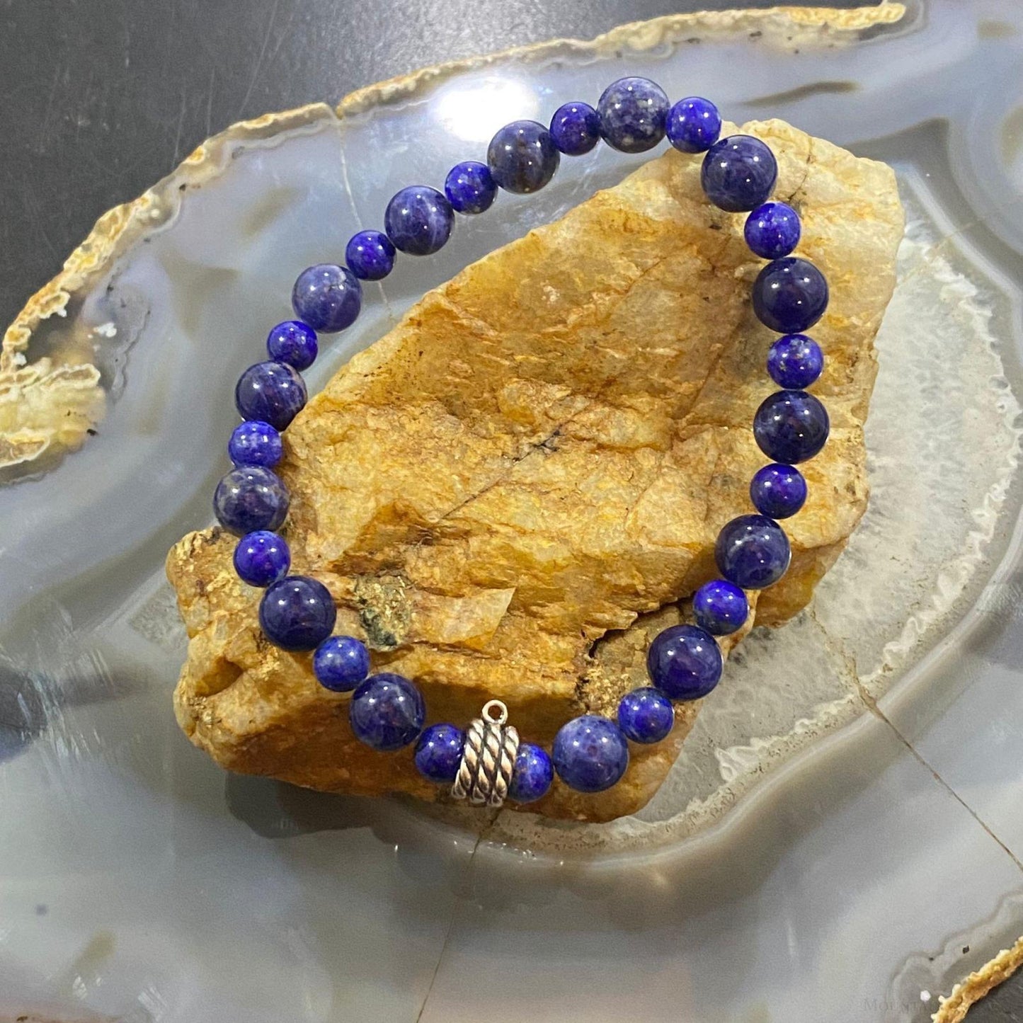 Carolyn Pollack Sterling Silver 1 Strand Sodalite Bead Stretch Bracelet For Women