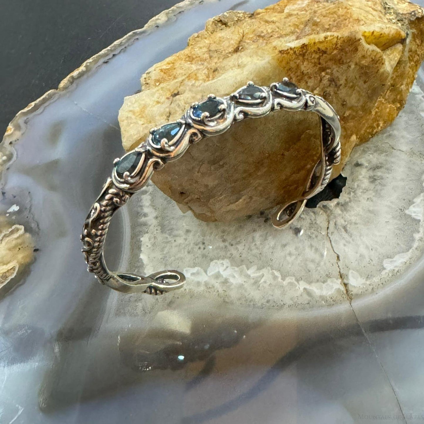 Carolyn Pollack Sterling Silver 5 Faceted London Blue Topaz Decorated Women