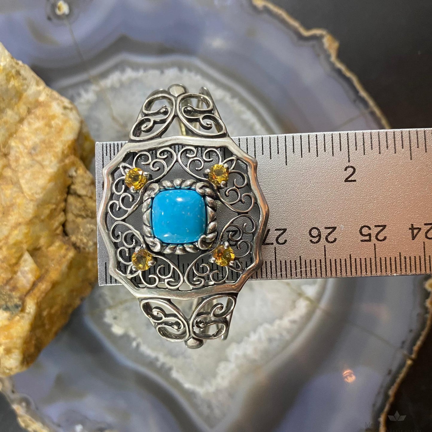 Carolyn Pollack Sterling Silver Turquoise & Yellow Citrine Bracelet For Women