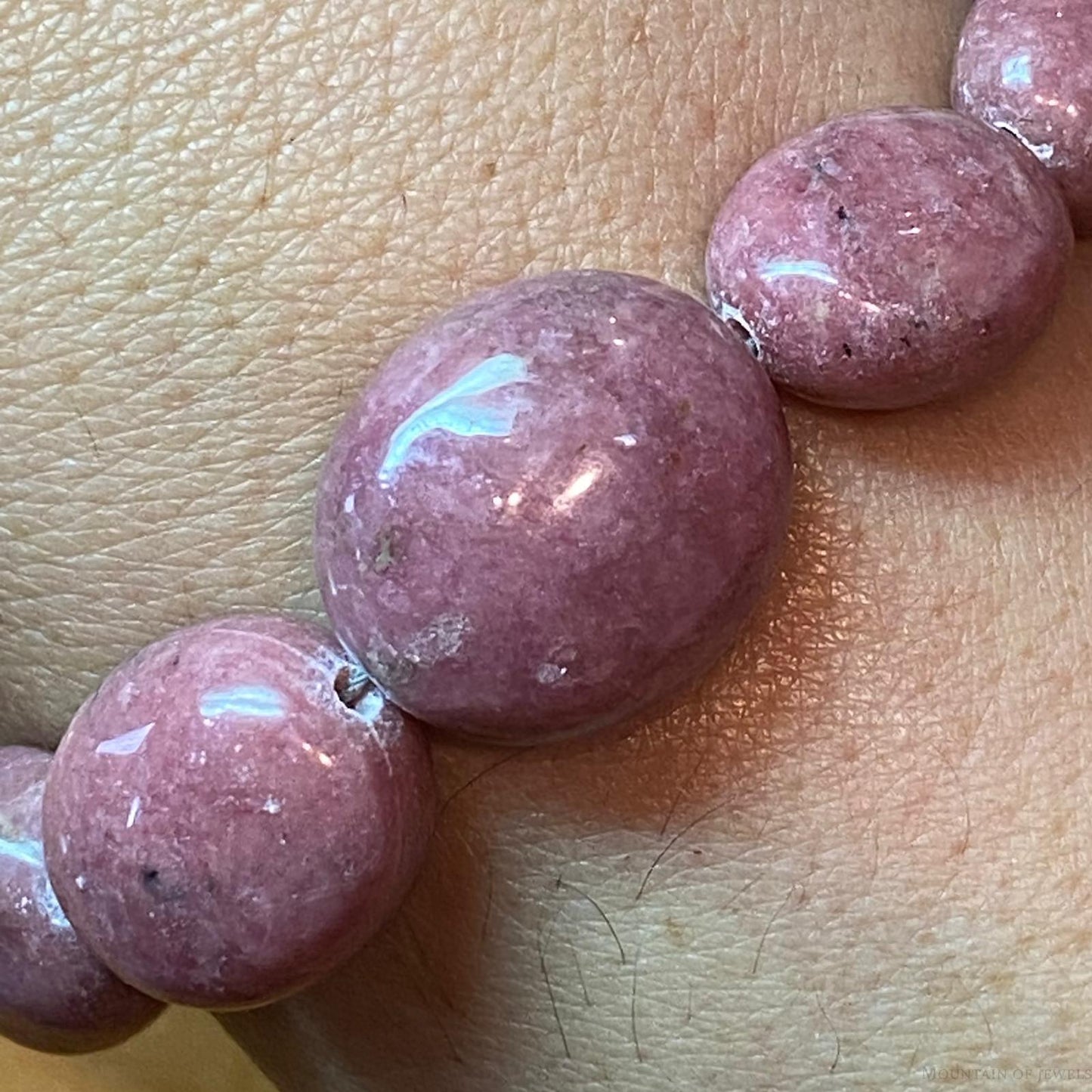 Carolyn Pollack Sterling Silver Chunky Rhodonite Bead Link Bracelet For Women