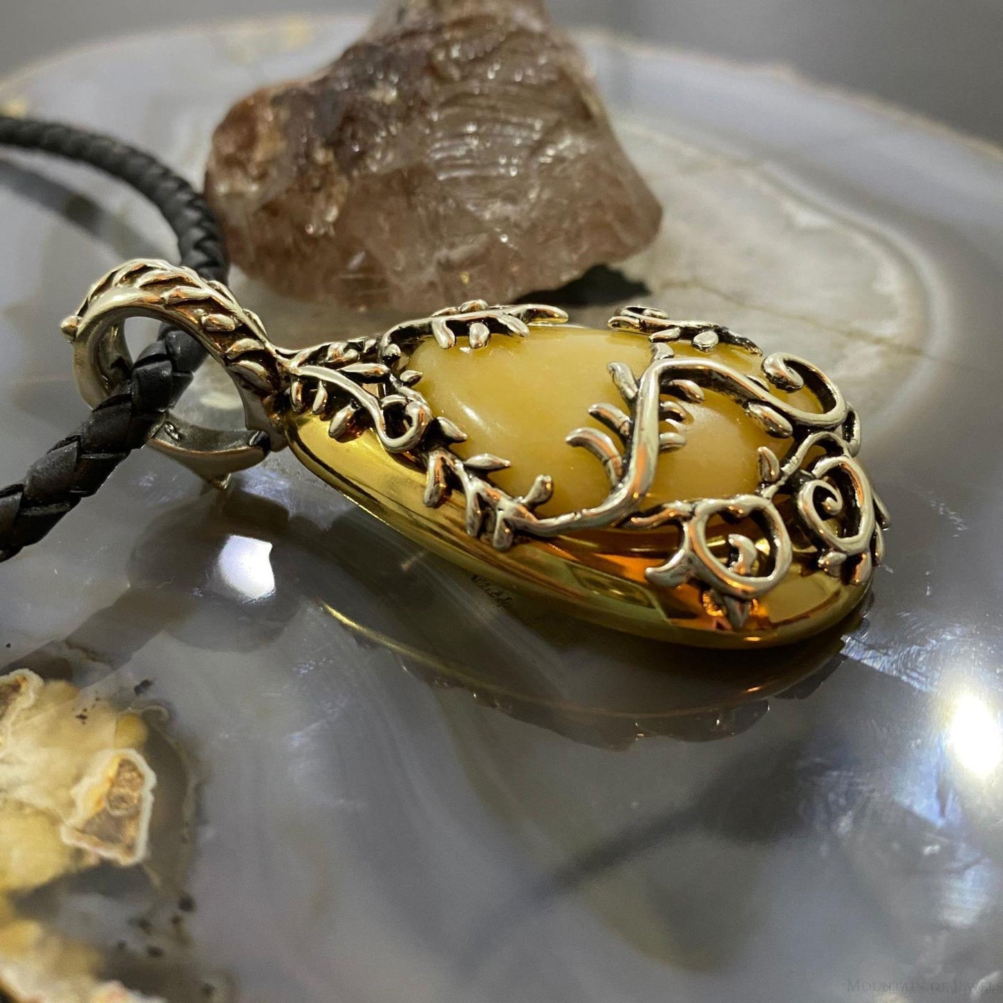 Carolyn Pollack Sterling Silver & Brass Yellow Jasper Enhancer Pendant For Women