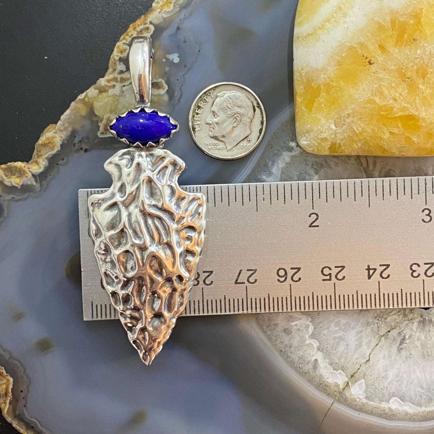 Carolyn Pollack Southwestern Style Sterling Silver Lapis Arrowhead Enhancer Pendant For Women