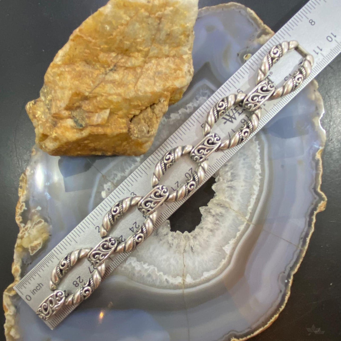 Carolyn Pollack Sterling Silver Decorated Foldover 5 Link Bracelet For Women