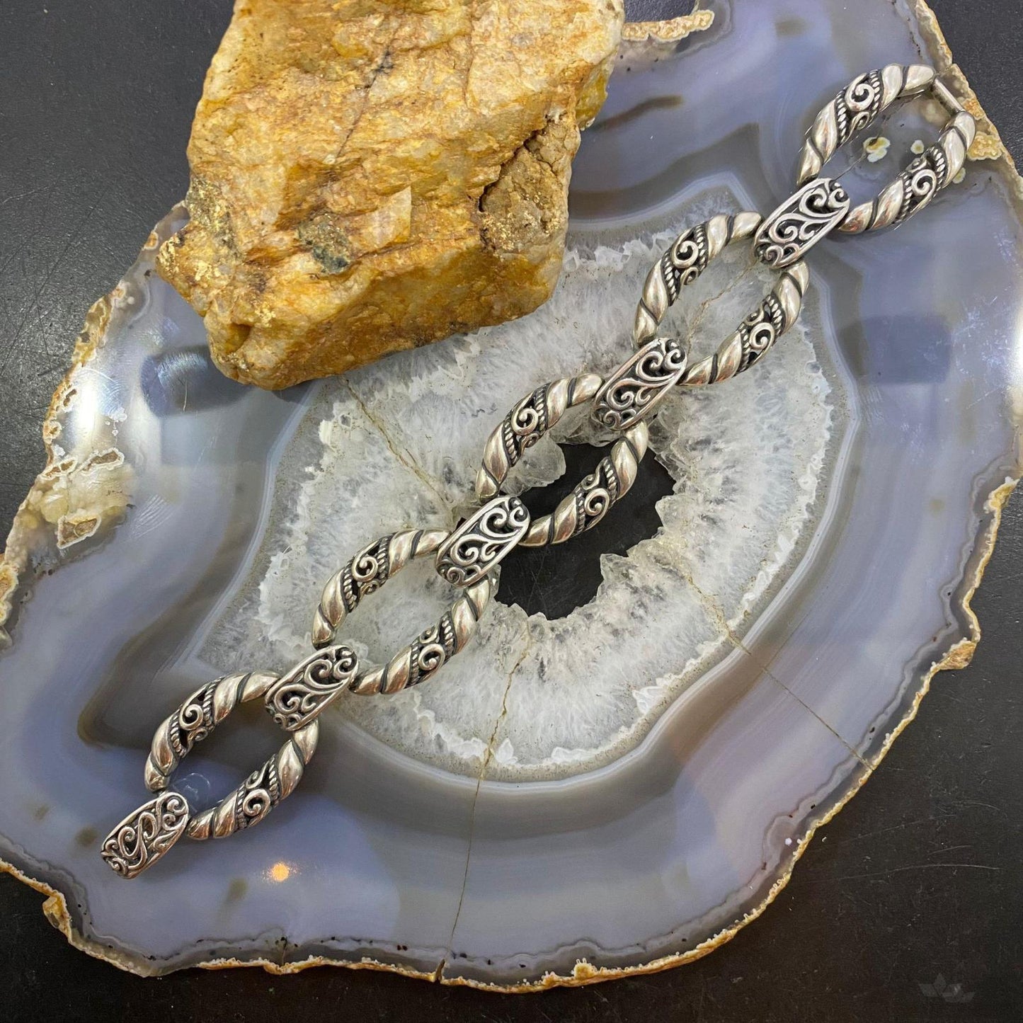 Carolyn Pollack Sterling Silver Decorated Foldover 5 Link Bracelet For Women