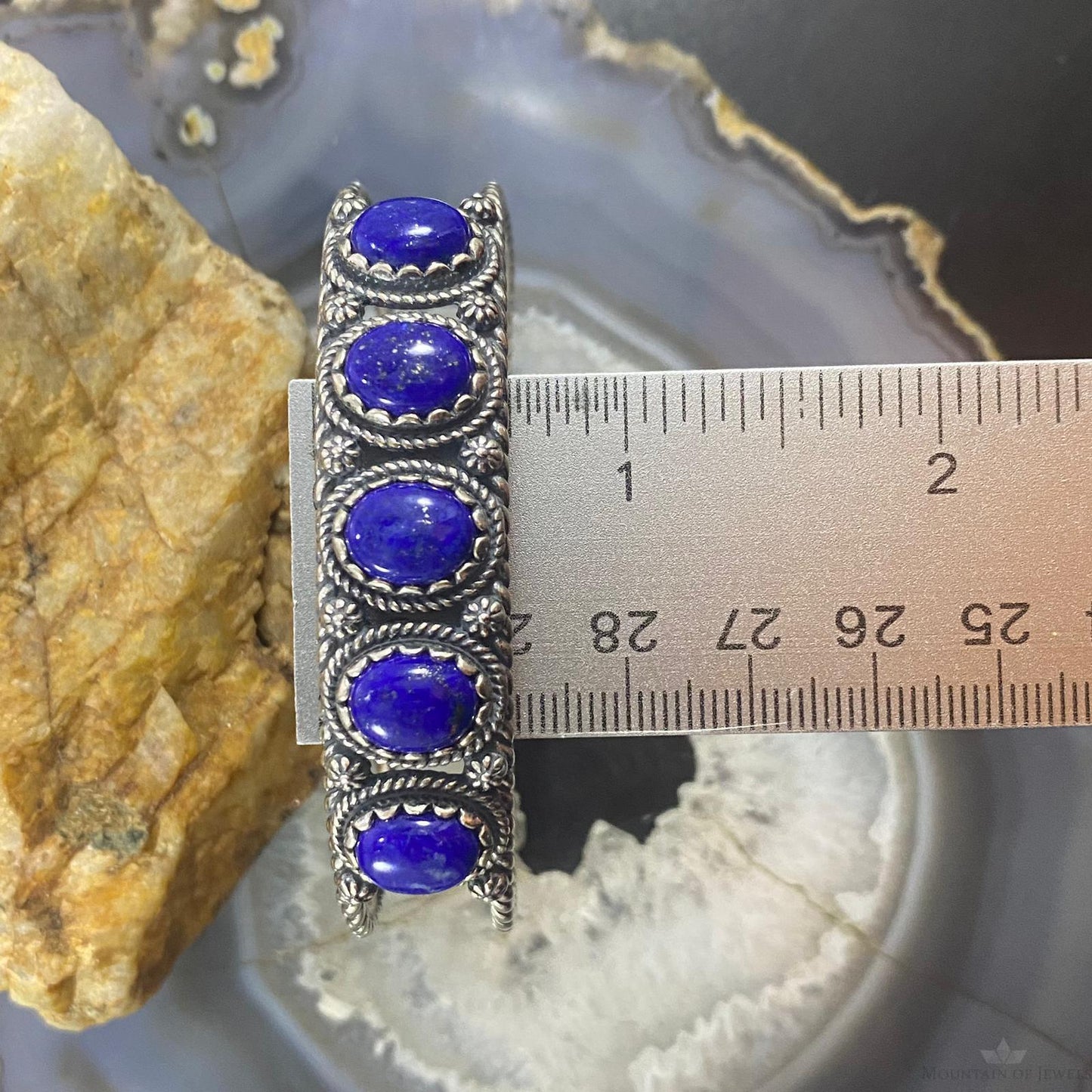 Carolyn Pollack Southwestern Style Sterling Silver Lapis Lazuli Row Bracelet For Women