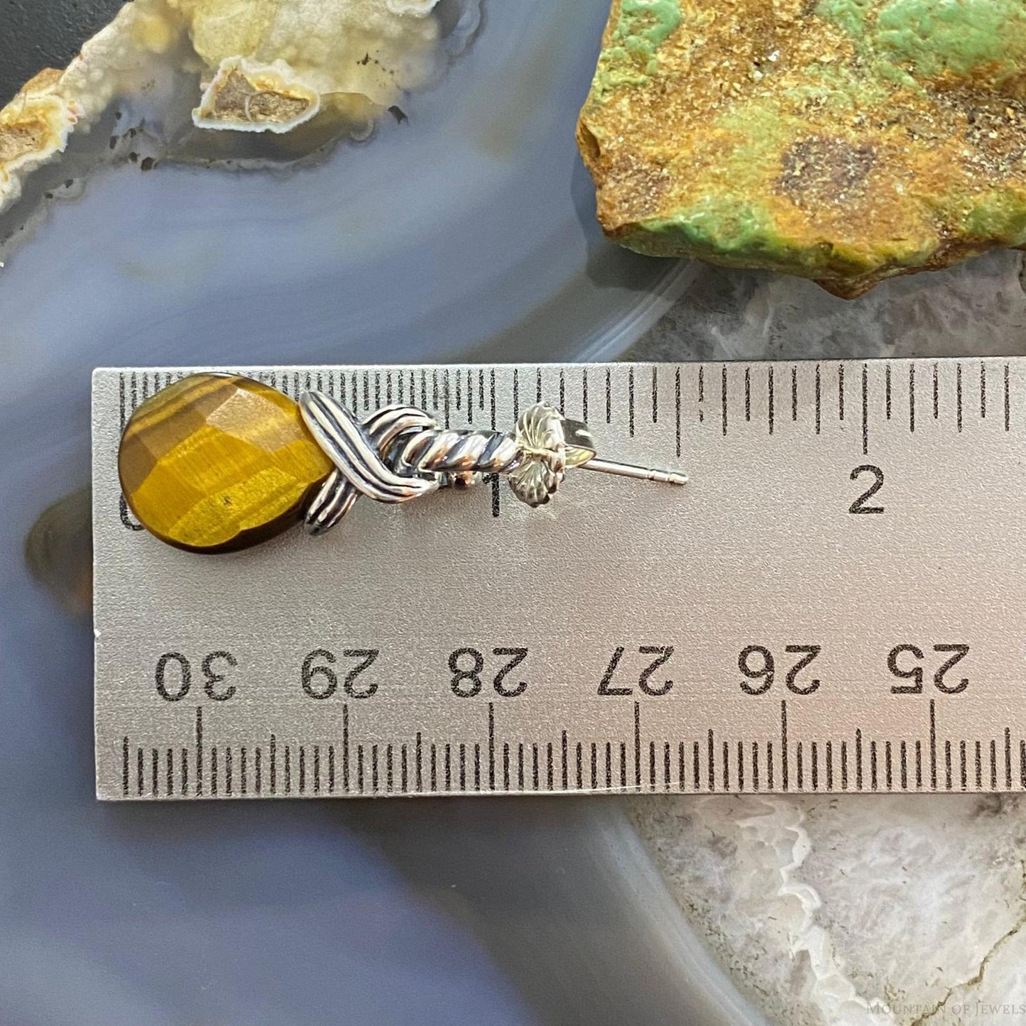 Carolyn Pollack Vintage Southwestern Style Sterling Silver Tiger Eye Dangle Earrings For Women