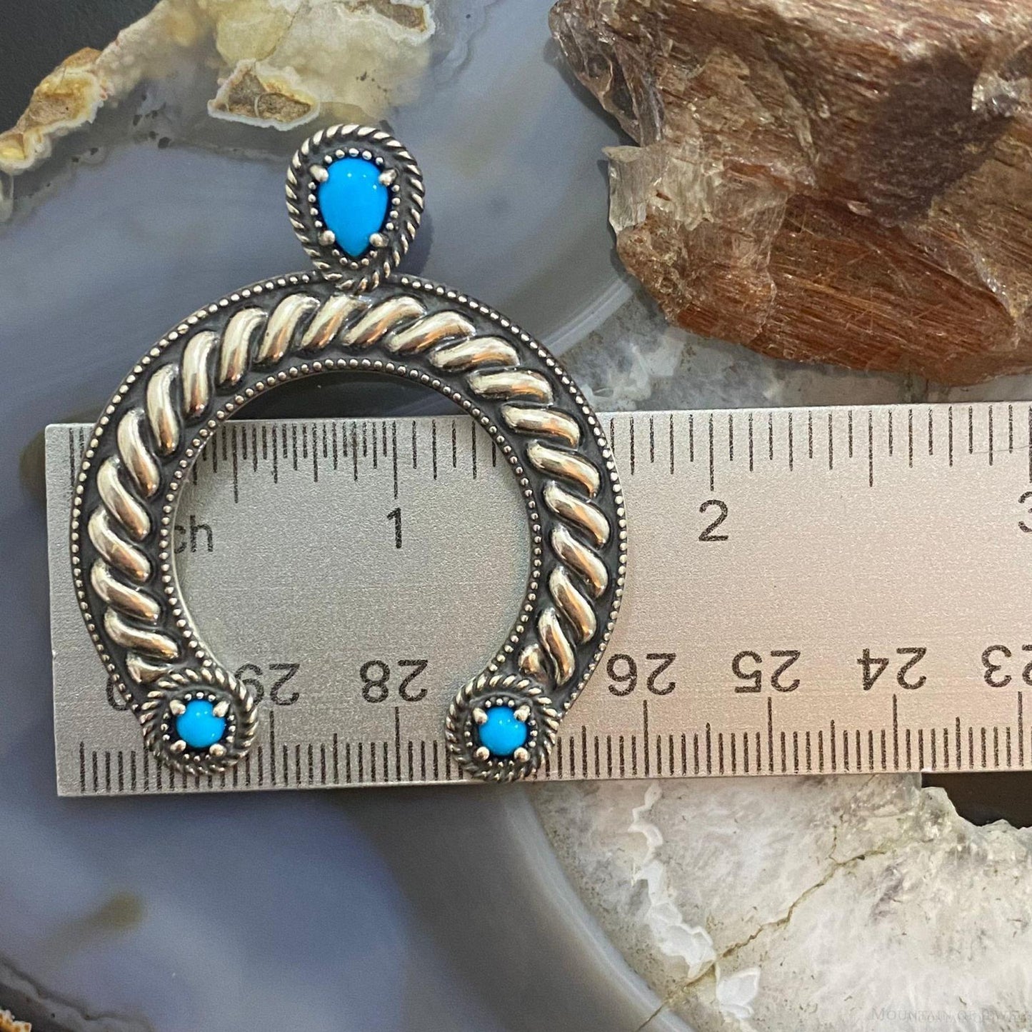 Carolyn Pollack Southwestern Style Sterling Silver Turquoise Decorated Naja Pendant For Women