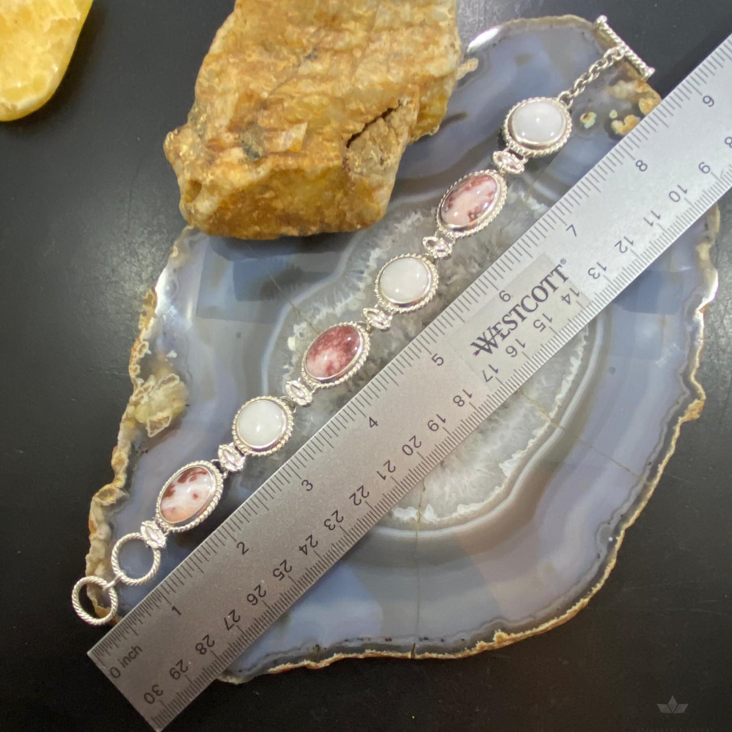 Carolyn Pollack Sterling Silver Wild Horse & White Agate Link Bracelet For Women