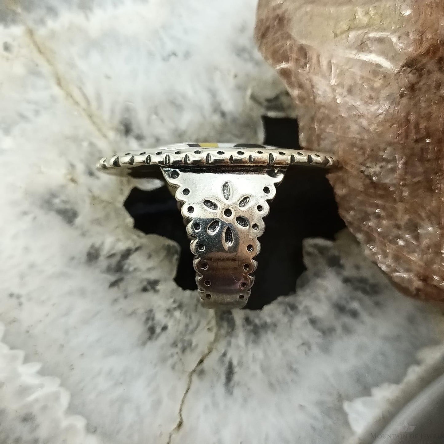 Carolyn Pollack Sterling Silver Elongated Oval Multi Stone Inlay Ring Size 6 For Women